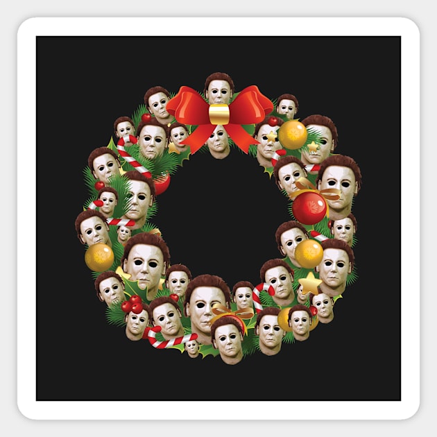 Michael Myers Halloween Multiface Christmas Wreath Sticker by Rebus28